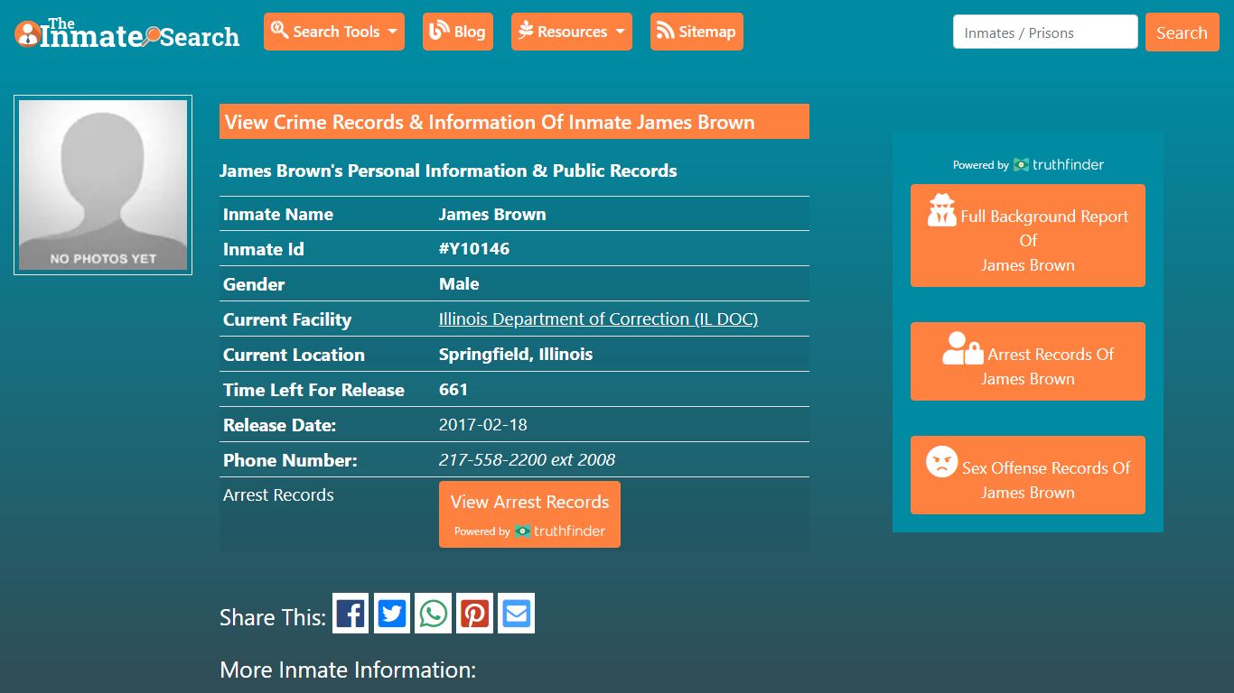 View Crime Records & Information Of Inmate James Brown