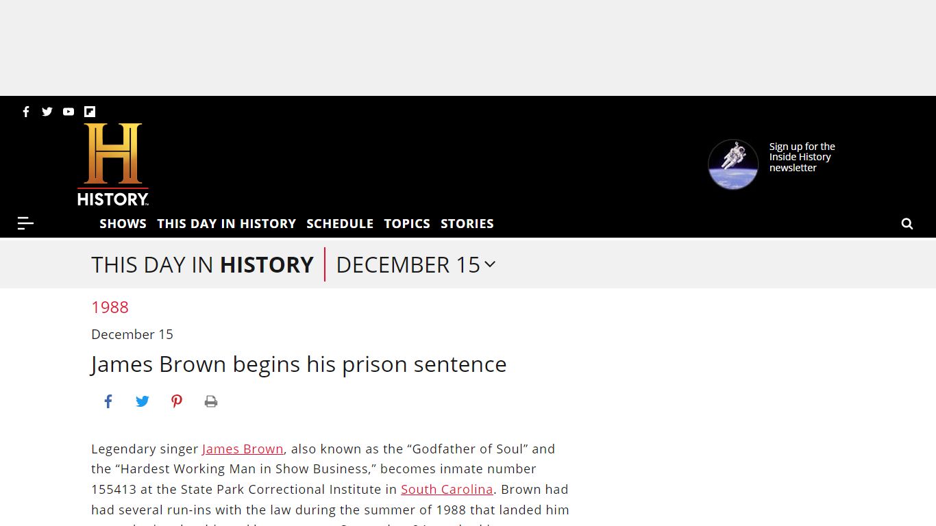 James Brown begins his prison sentence - HISTORY